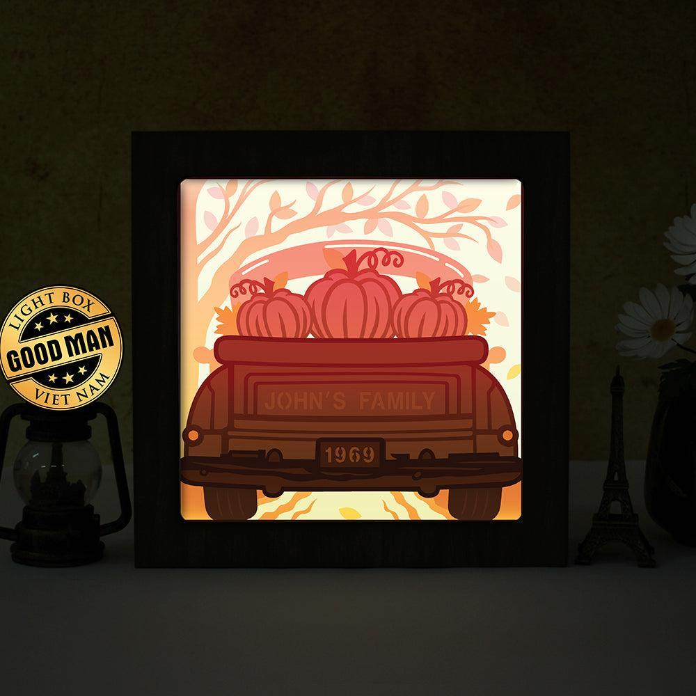 Pumpkin Truck – Personalized Papercut Lightbox File - 8x8" - Cricut File - LightBoxGoodMan - LightboxGoodman