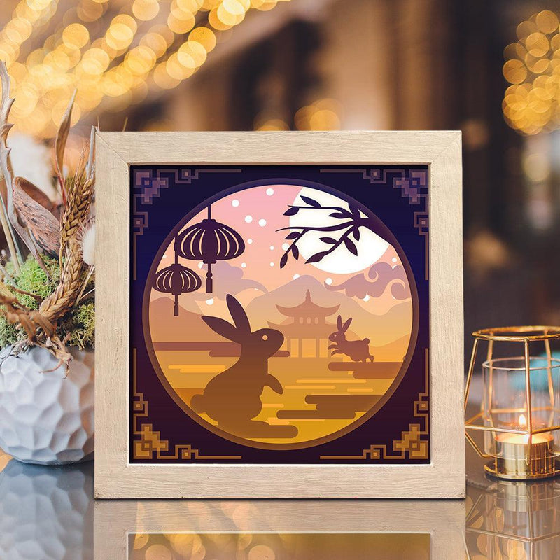 Rabbits – Paper Cut Light Box File - Cricut File - 8x8 inches - LightBoxGoodMan - LightboxGoodman