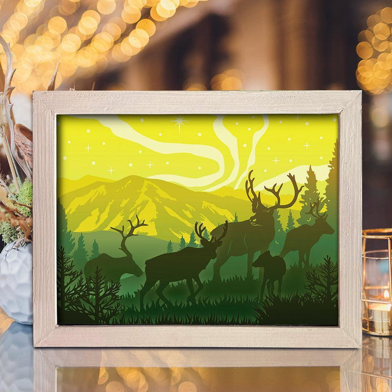 Reindeers 1 - Paper Cut Light Box File - Cricut File - 8x10 inches - LightBoxGoodMan - LightboxGoodman