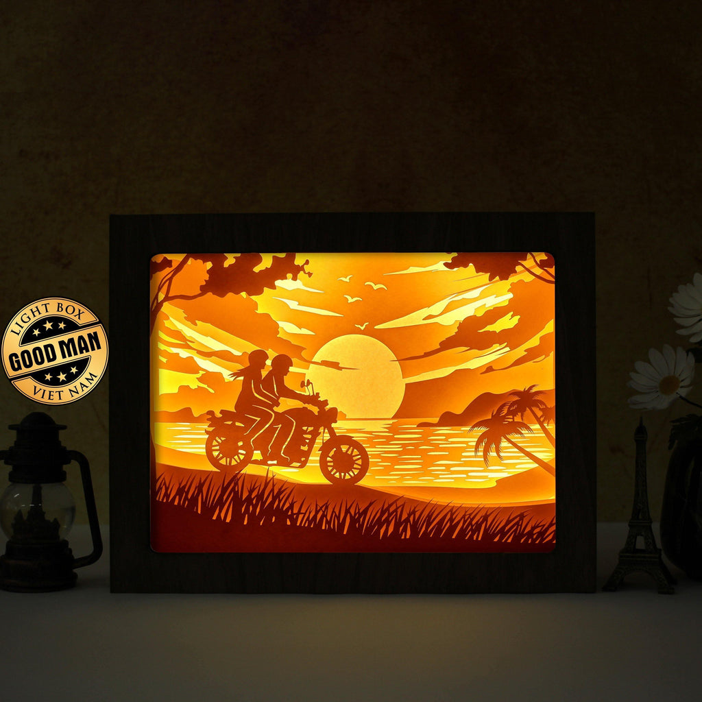 Riding In To The Sunset – Paper Cut Light Box File - Cricut File - 8x10 Inches - LightBoxGoodMan - LightboxGoodman
