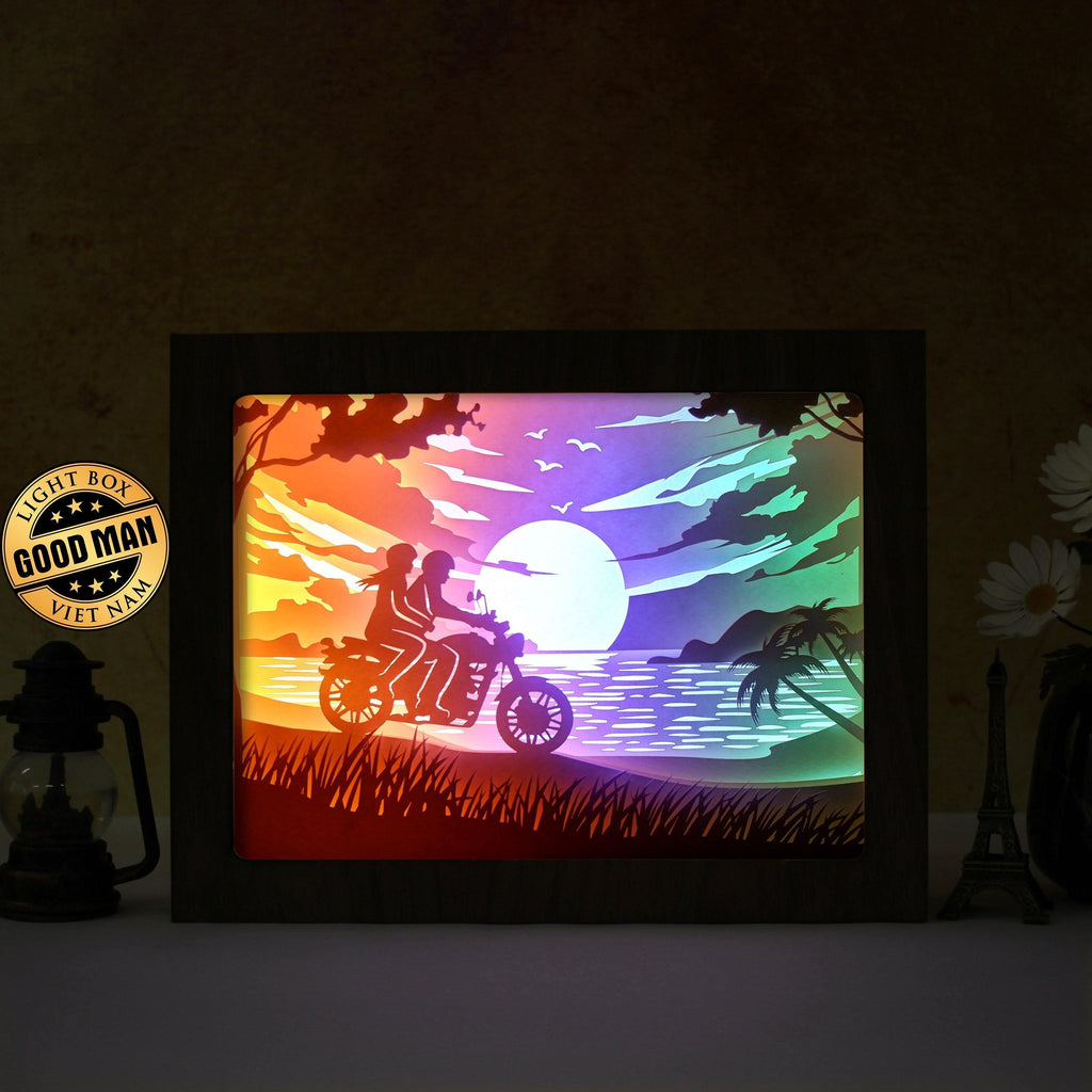 Riding In To The Sunset – Paper Cut Light Box File - Cricut File - 8x10 Inches - LightBoxGoodMan - LightboxGoodman