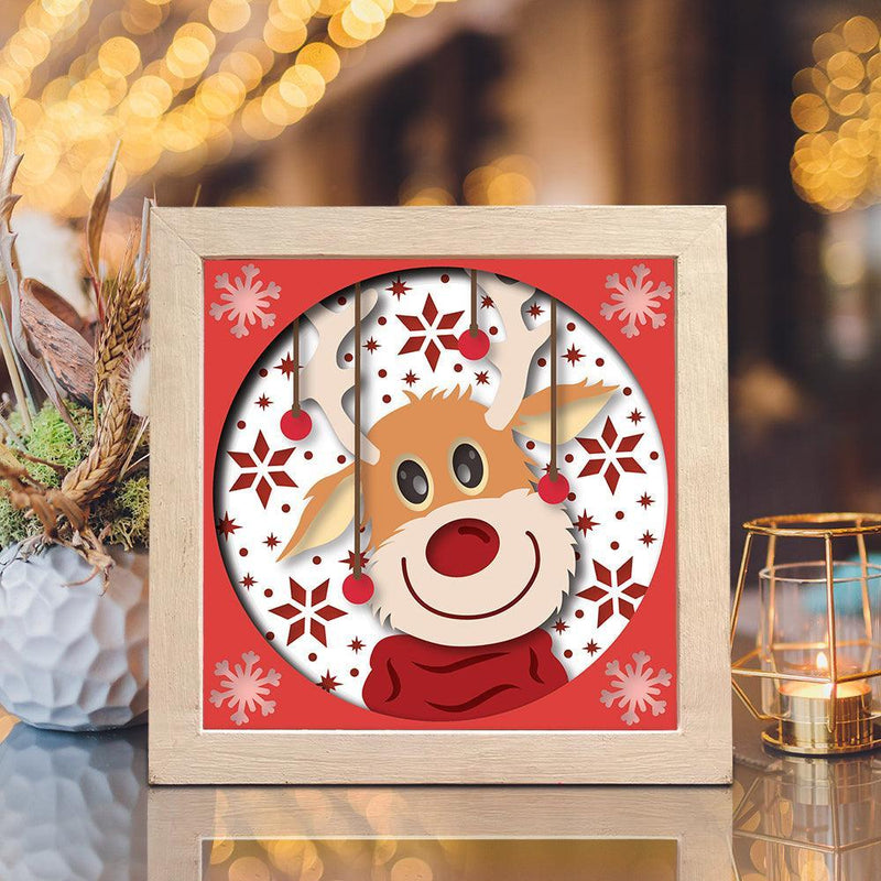 Rudolph 2 - Paper Cut Light Box File - Cricut File - 20x20cm - LightBoxGoodMan - LightboxGoodman