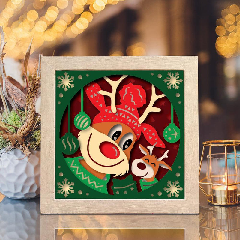 Rudolph 3 - Paper Cut Light Box File - Cricut File - 20x20cm - LightBoxGoodMan - LightboxGoodman