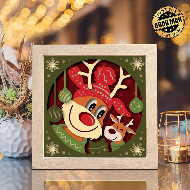 Rudolph 3 - Paper Cut Light Box File - Cricut File - 20x20cm - LightBoxGoodMan - LightboxGoodman