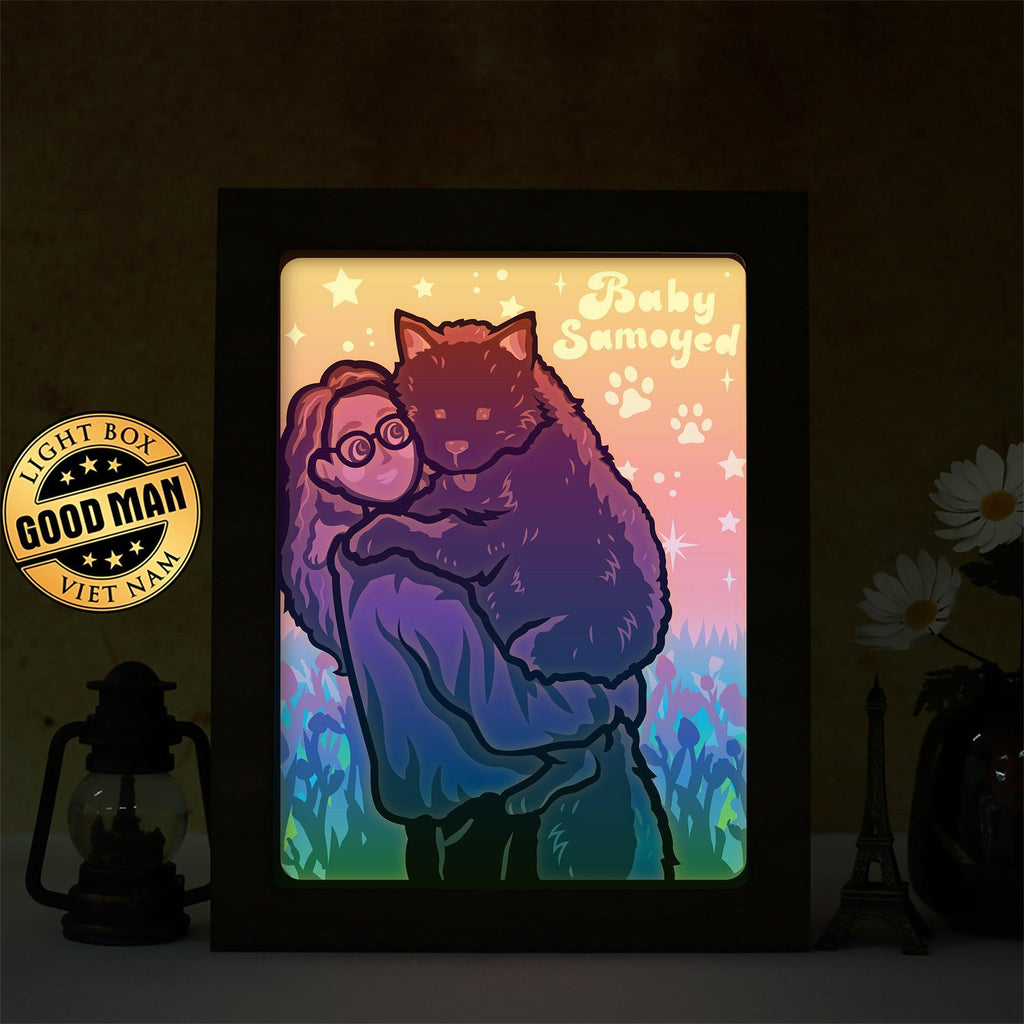 Samoyed – Paper Cut Light Box File - Cricut File - 8x10 inches - LightBoxGoodMan - LightboxGoodman