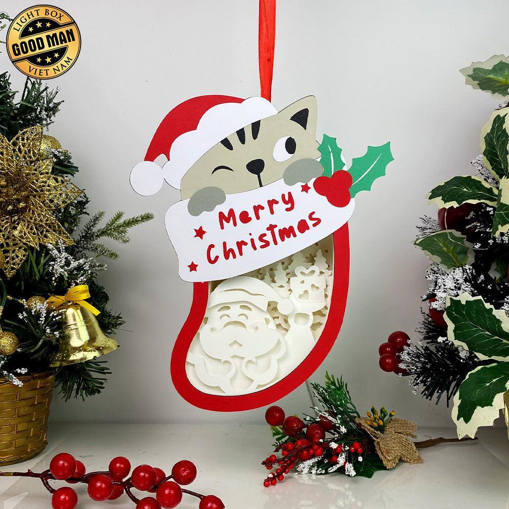 Santa Claus - Paper Cut Pet Light Box File - Xmas Cat Motif - Cricut File - 8x6 Inches - LightBoxGoodMan - LightboxGoodman