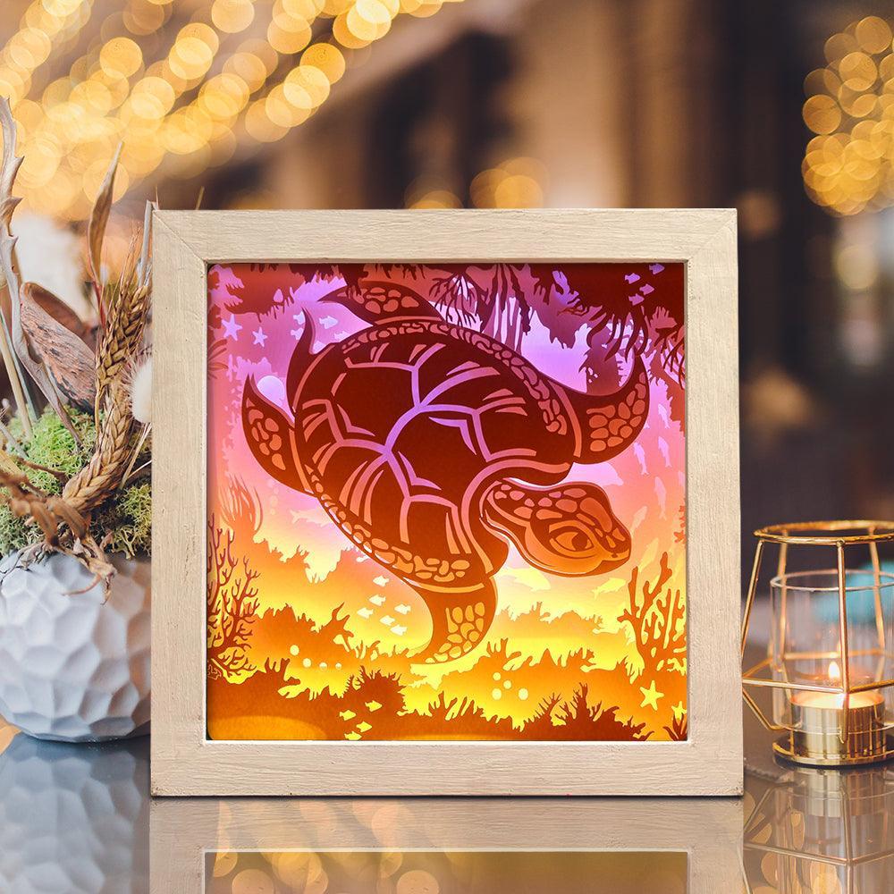 Sea Turtle 1 Square – Paper Cut Light Box File - Cricut File - 8x8 inches - LightBoxGoodMan - LightboxGoodman