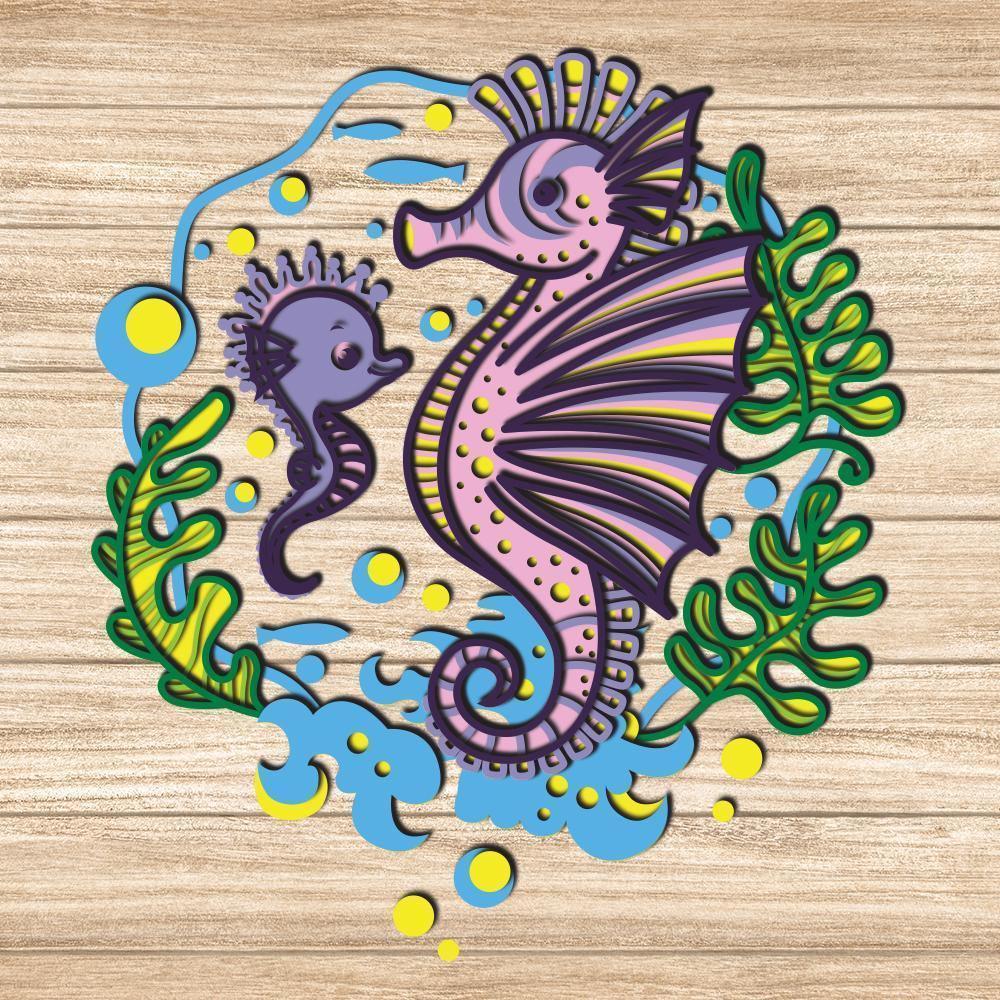 Seahorses - Paper 3D Layered File - Cricut File - 20x23cm - LightBoxGoodMan - LightboxGoodman