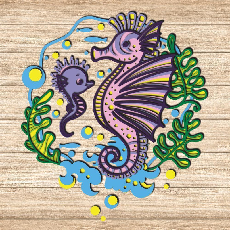 Seahorses - Paper 3D Layered File - Cricut File - 20x23cm - LightBoxGoodMan - LightboxGoodman