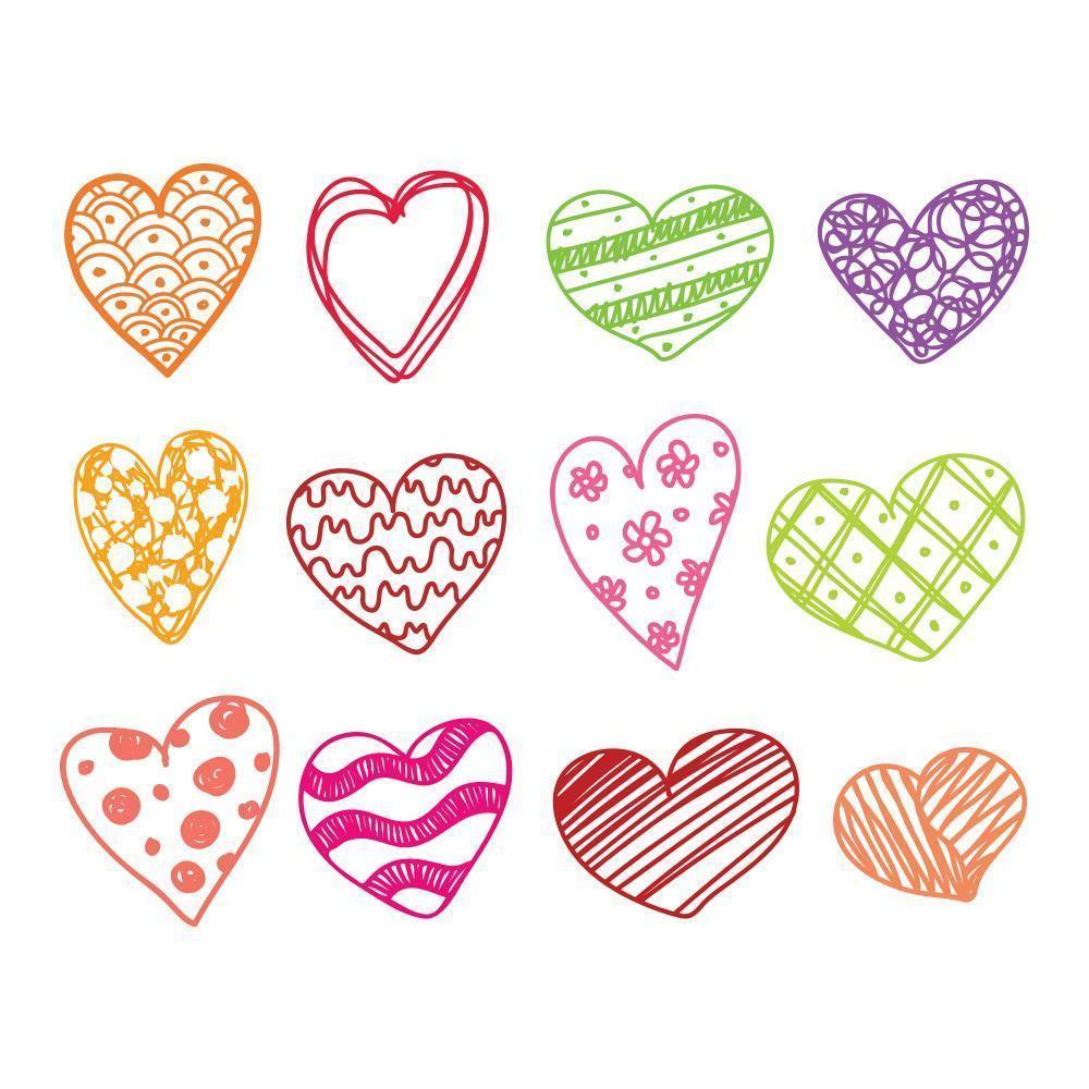 Set Of 12 Hand Drawn Hearts - Cricut File - Svg, Png, Dxf, Eps - LightBoxGoodMan - LightboxGoodman