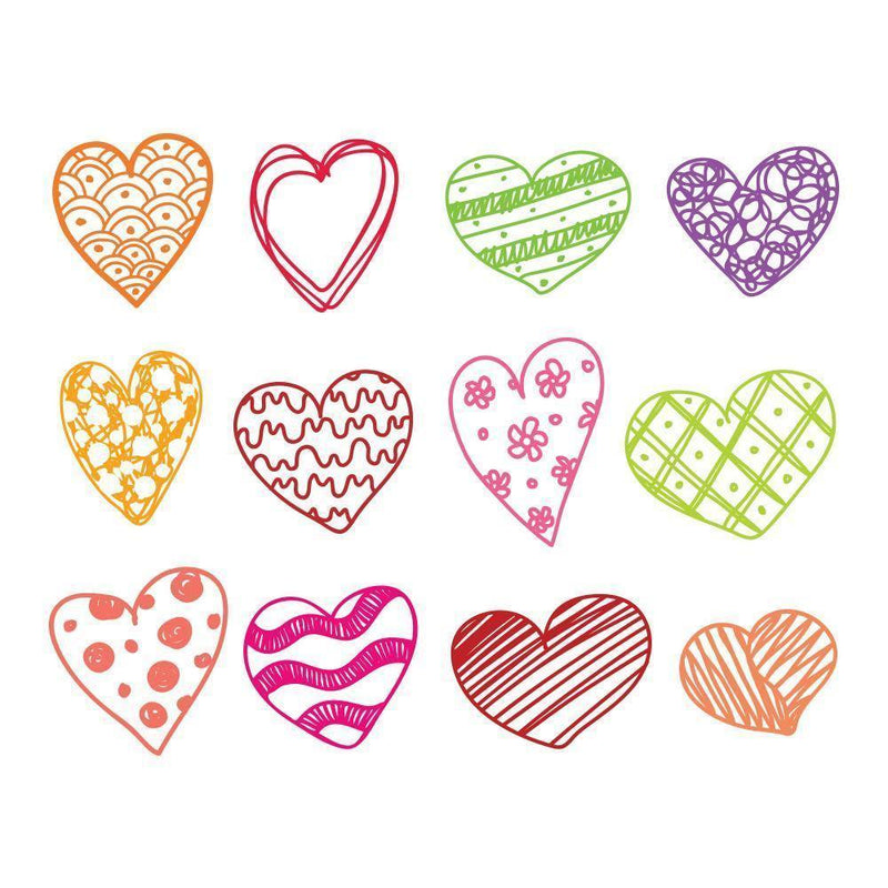 Set Of 12 Hand Drawn Hearts - Cricut File - Svg, Png, Dxf, Eps - LightBoxGoodMan - LightboxGoodman