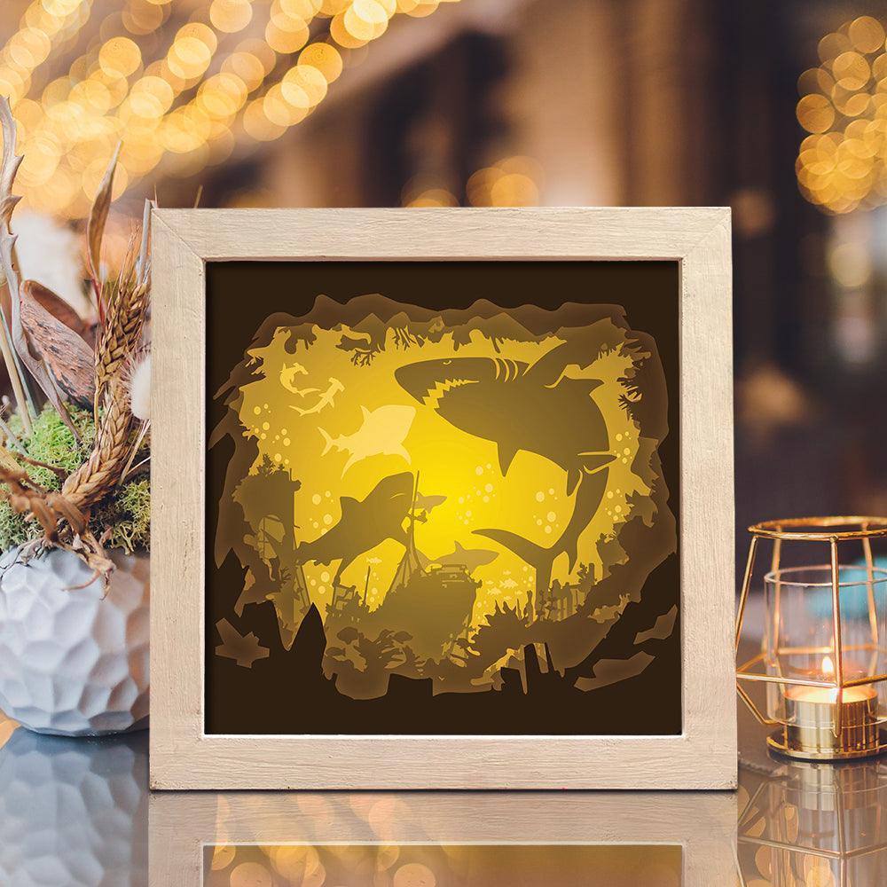 Shark 1 Square – Paper Cut Light Box File - Cricut File - 8x8 inches - LightBoxGoodMan - LightboxGoodman