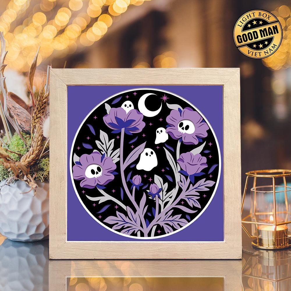 Skull Flower – Paper Cut Light Box File - Cricut File - 20x20cm - LightBoxGoodMan - LightboxGoodman