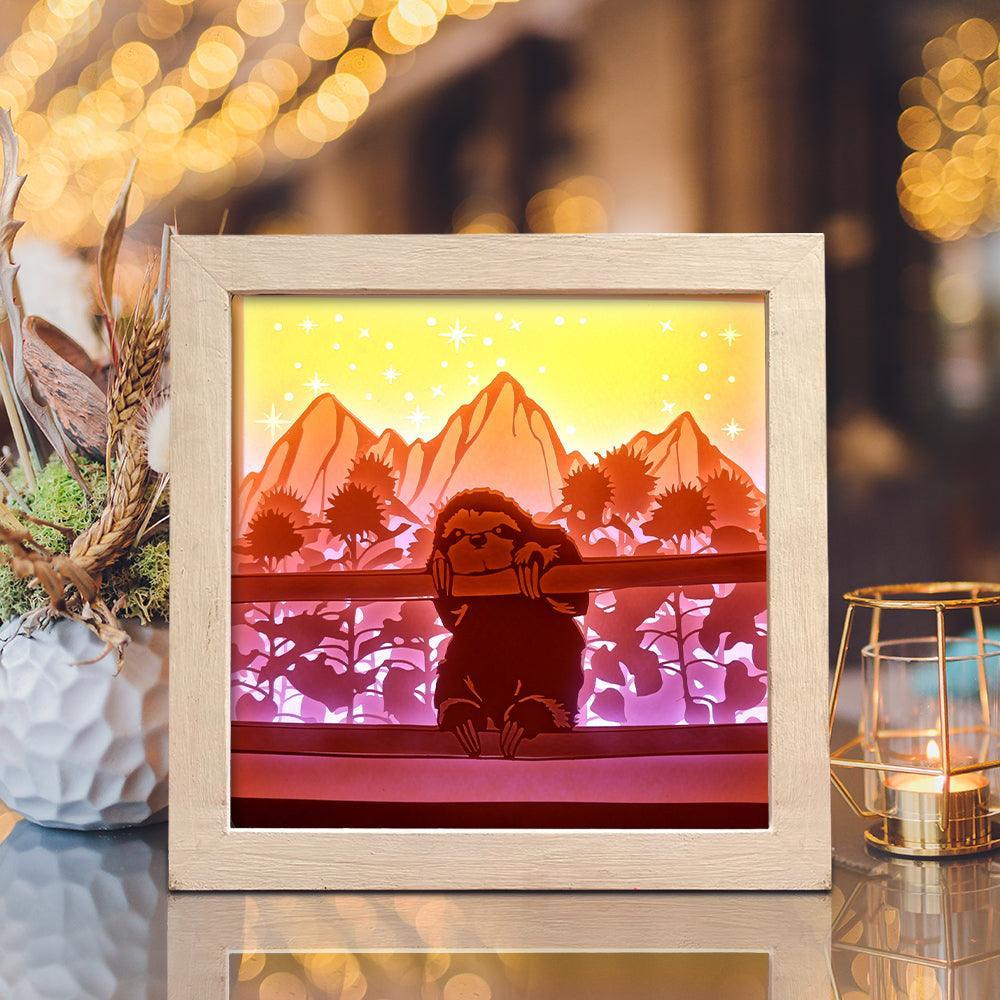 Sloth And Sunflower – Paper Cut Light Box File - Cricut File - 8x8 inches - LightBoxGoodMan - LightboxGoodman