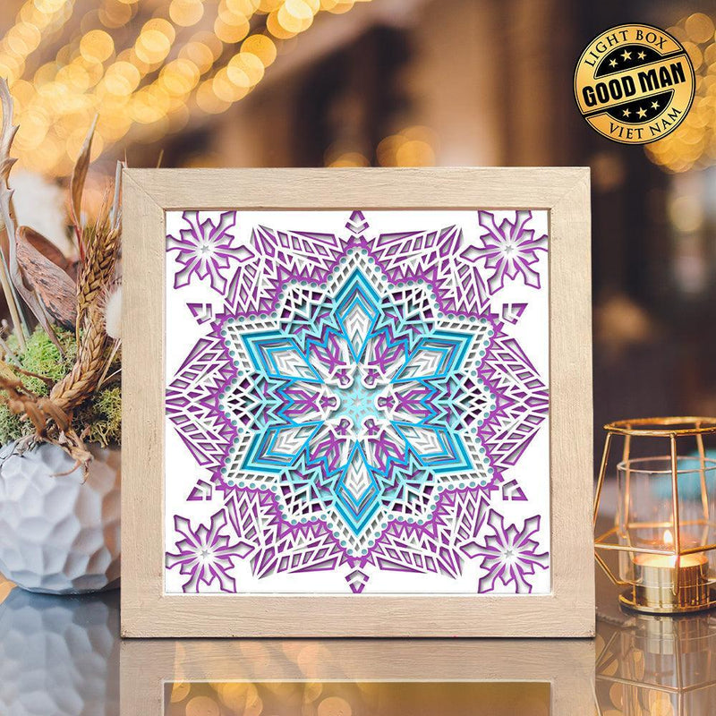 Snow Mandala 2 – Paper Cut Light Box File - Cricut File - 20x20cm - LightBoxGoodMan - LightboxGoodman