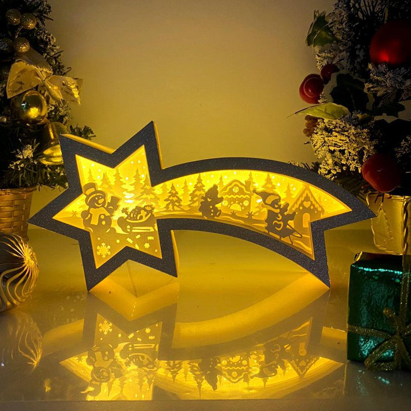 Snowman 2 - Paper Cut Star Light Box File - Cricut File - 28x13.7cm - LightBoxGoodMan - LightboxGoodman