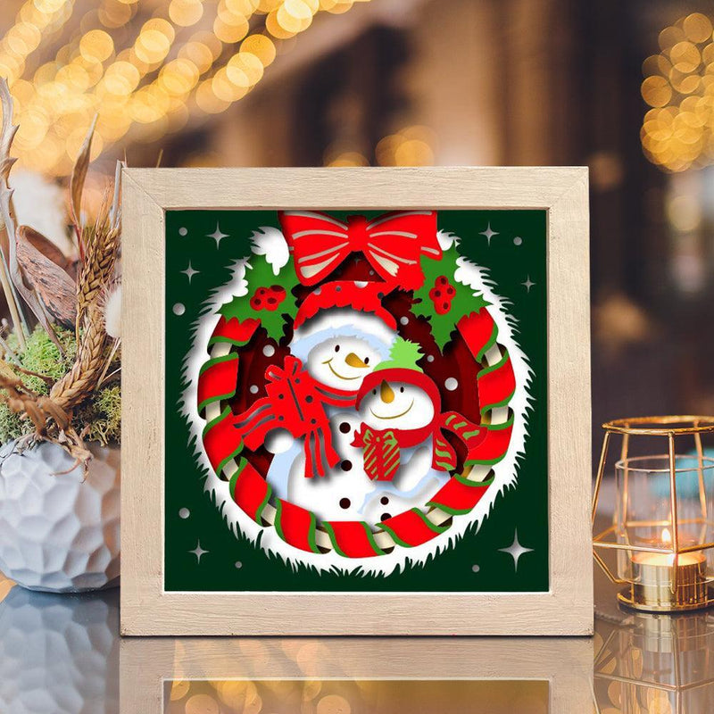 Snowman Couple – Paper Cut Light Box File - Cricut File - 8x8 inches - LightBoxGoodMan - LightboxGoodman