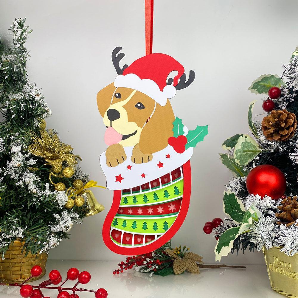 Sock 2 - Paper Cut Pet Light Box File - Xmas Dog Motif - Cricut File - 11x6 Inches - LightBoxGoodMan - LightboxGoodman