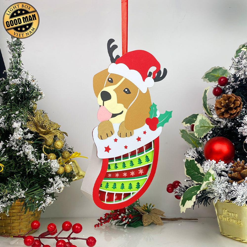 Sock 2 - Paper Cut Pet Light Box File - Xmas Dog Motif - Cricut File - 11x6 Inches - LightBoxGoodMan - LightboxGoodman