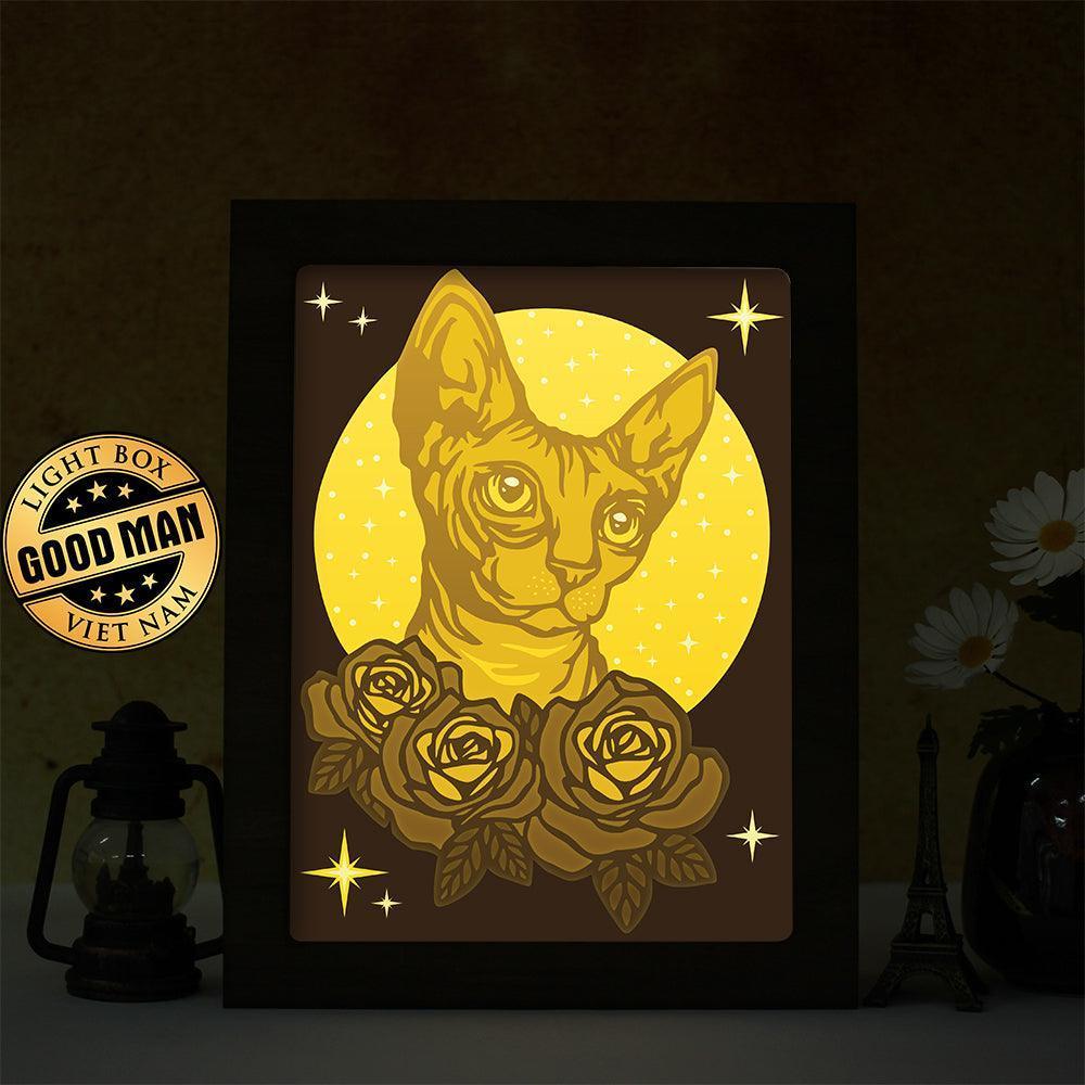 Sphinx Cat – Paper Cut Light Box File - Cricut File - 8x10 inches - LightBoxGoodMan - LightboxGoodman