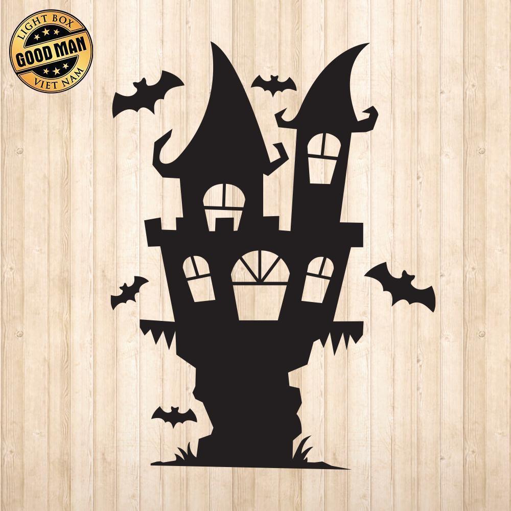 Spooky Castle With Bats - Cricut File - Svg, Png, Dxf, Eps - LightBoxGoodMan - LightboxGoodman