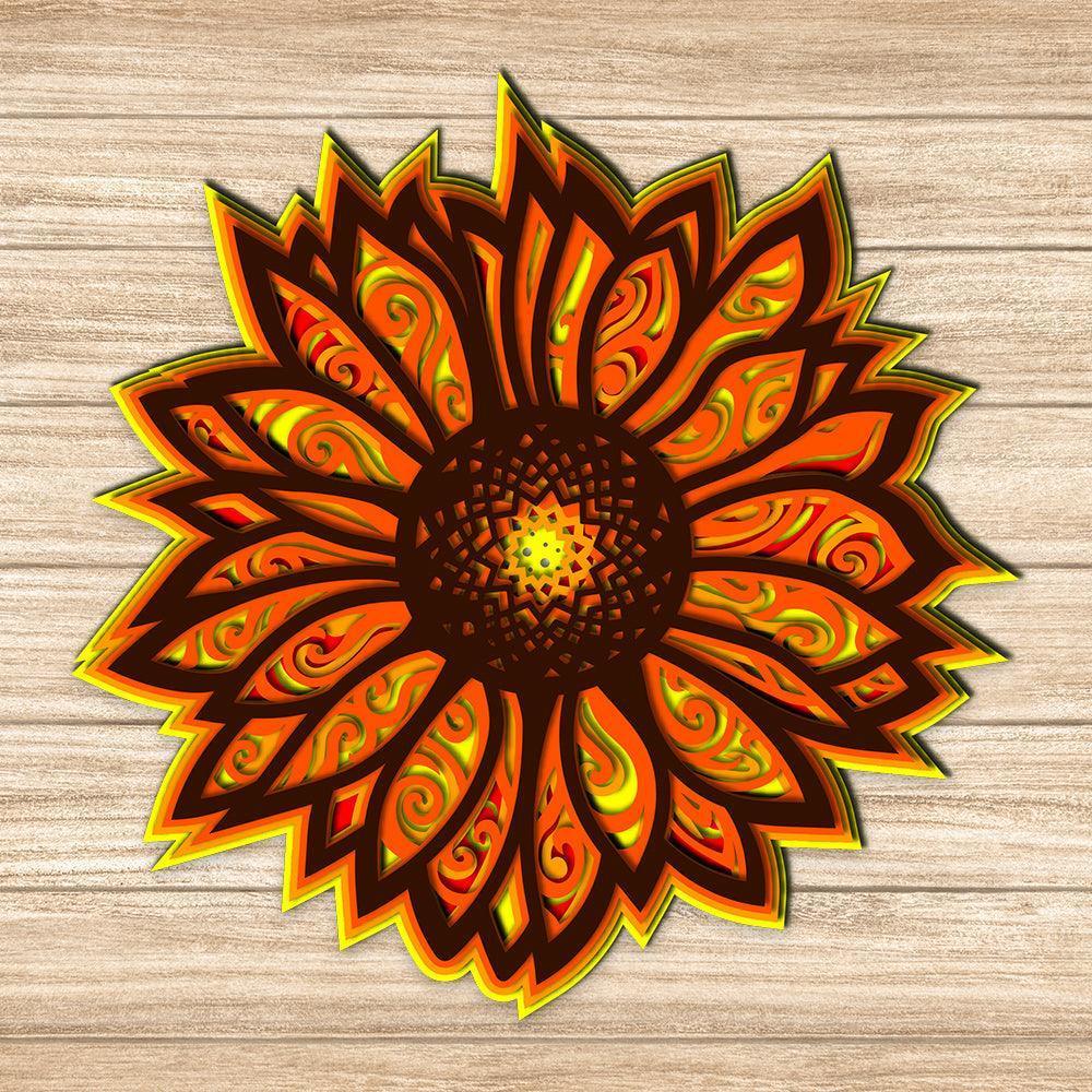 Sunflower - Paper 3D Layered File - Cricut File - 20x20cm - LightBoxGoodMan - LightboxGoodman