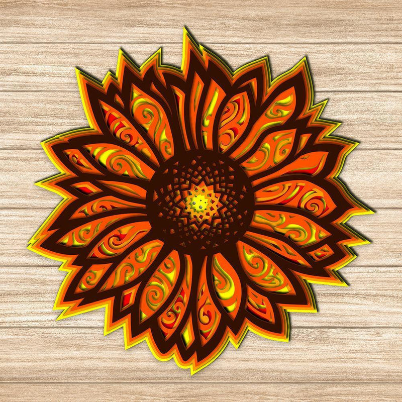 Sunflower - Paper 3D Layered File - Cricut File - 20x20cm - LightBoxGoodMan - LightboxGoodman