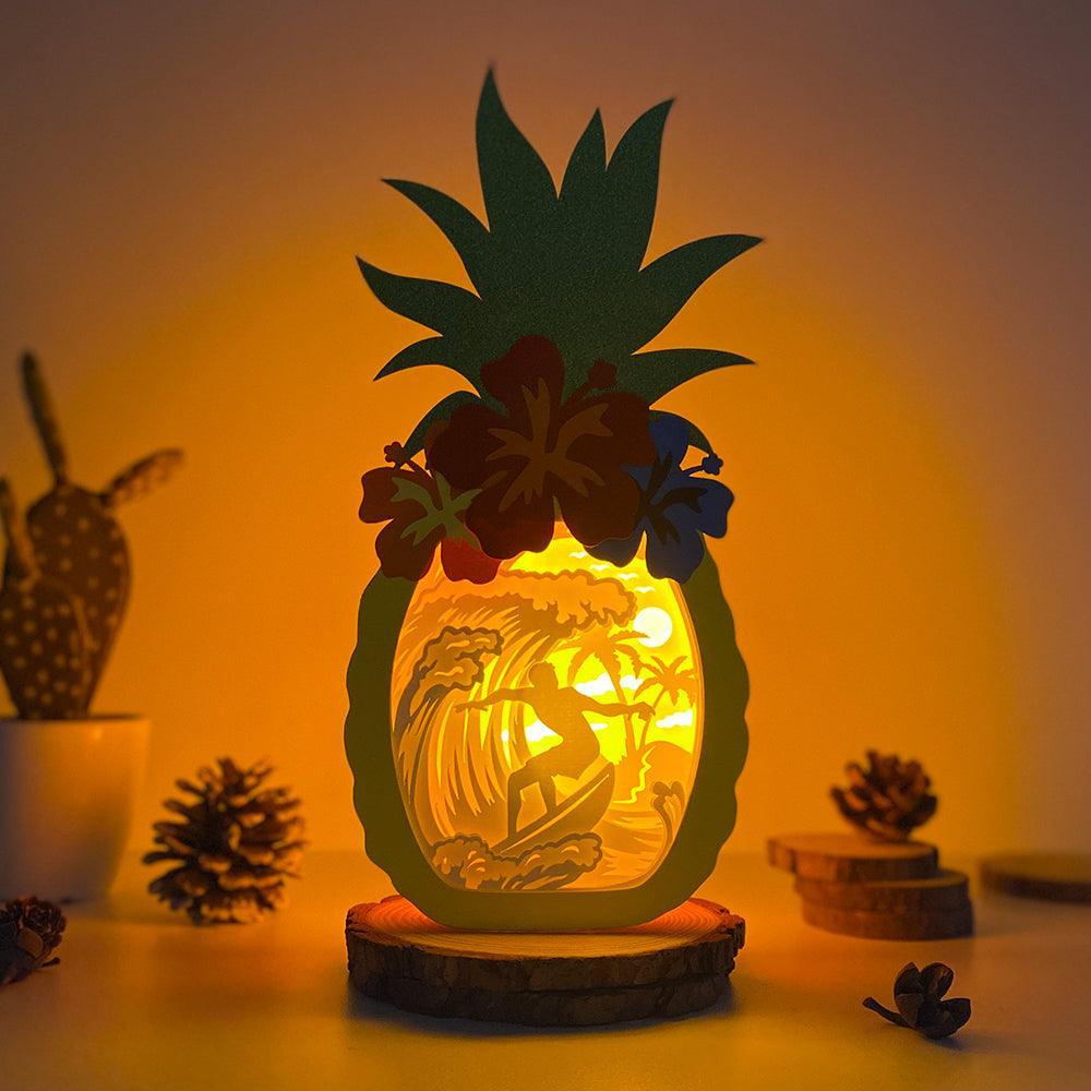 Surfing 2 - Paper Cut Pineapple Light Box File - Cricut File - 14,3x28,7cm - LightBoxGoodMan - LightboxGoodman
