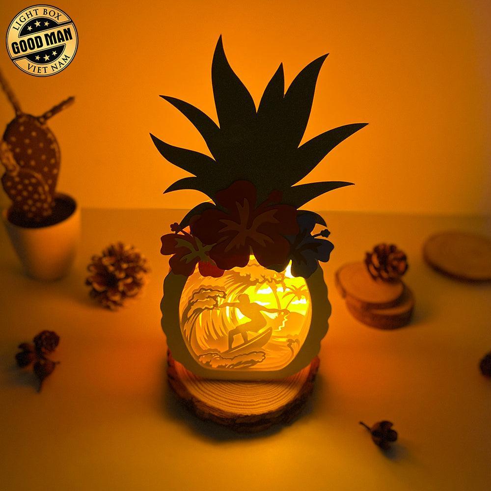 Surfing 2 - Paper Cut Pineapple Light Box File - Cricut File - 14,3x28,7cm - LightBoxGoodMan - LightboxGoodman