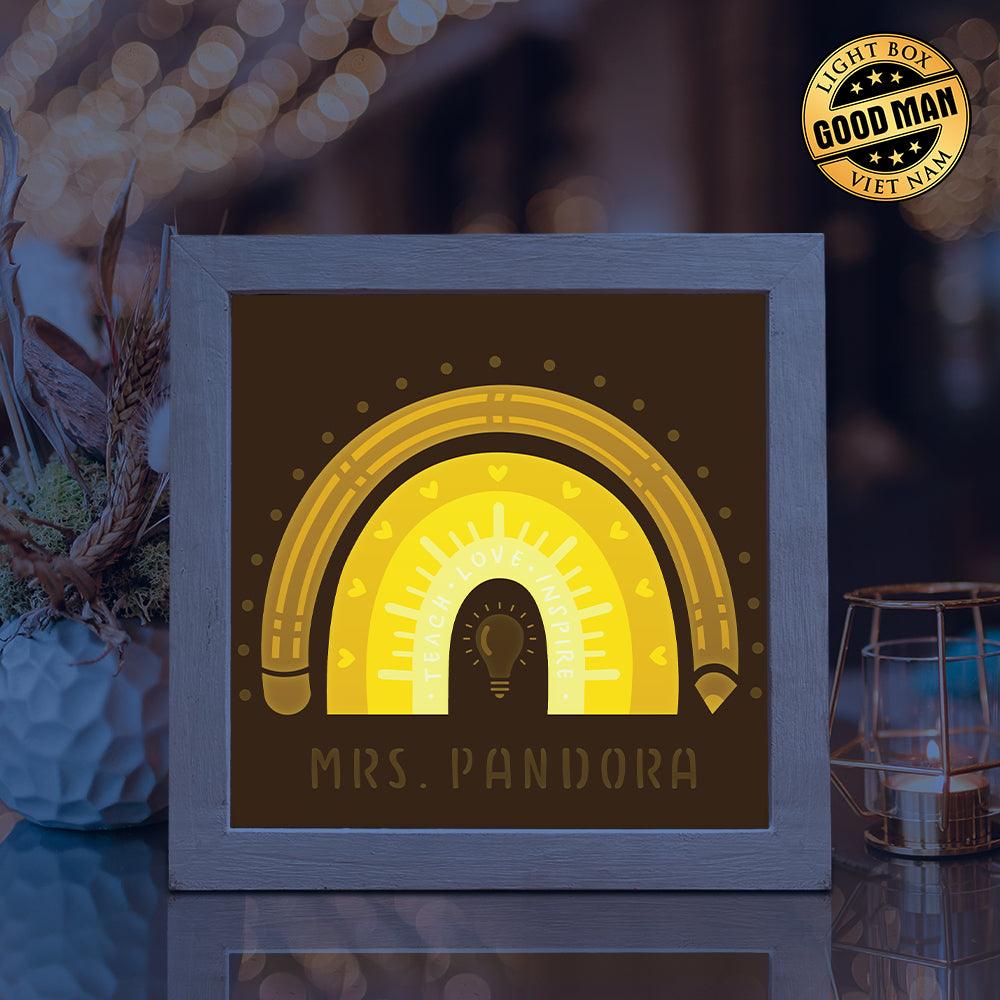 Teacher Gift 2 – Personalized Papercut Lightbox File - 8x8" - Cricut File - LightBoxGoodMan - LightboxGoodman
