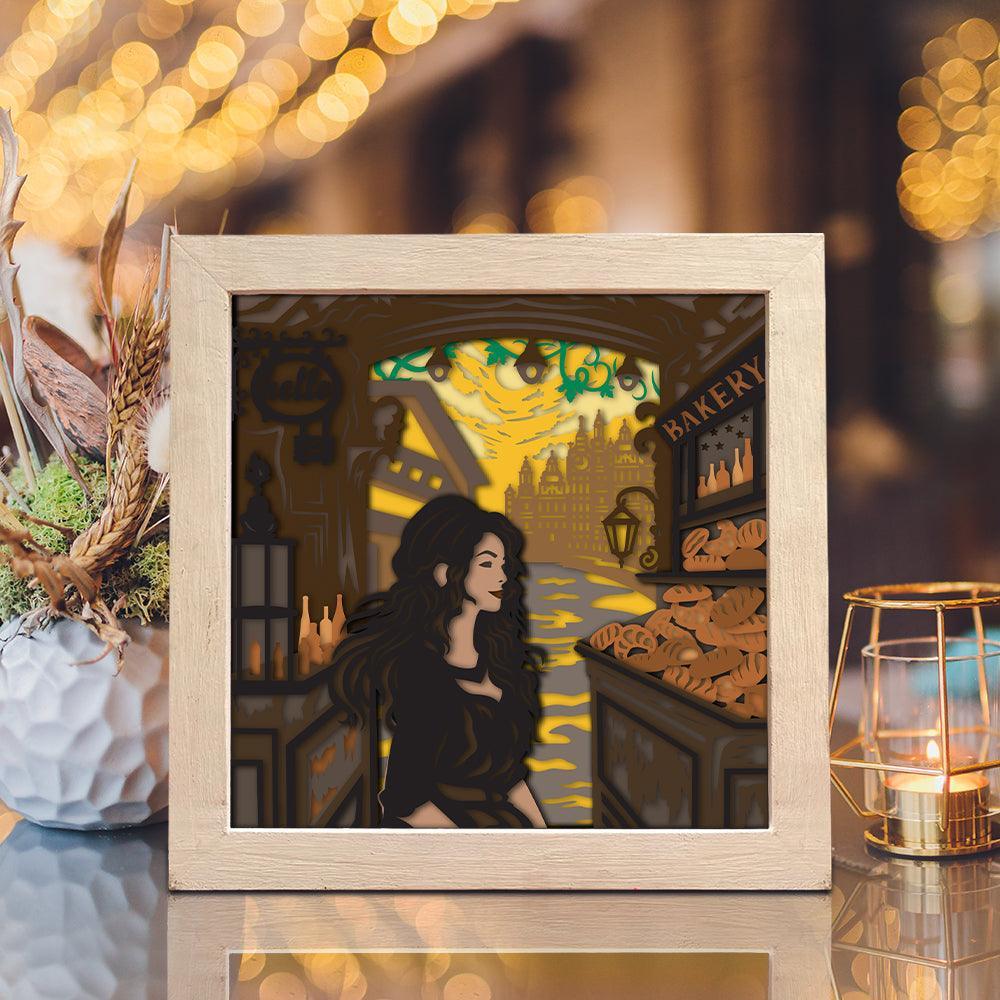 The Girl And The Bakery – Paper Cut Light Box File - Cricut File - 8x8 inches - LightBoxGoodMan - LightboxGoodman