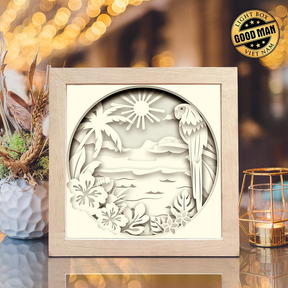 Tropical Parrot – Paper Cut Light Box File - Cricut File - 8x8 inches - LightBoxGoodMan - LightboxGoodman