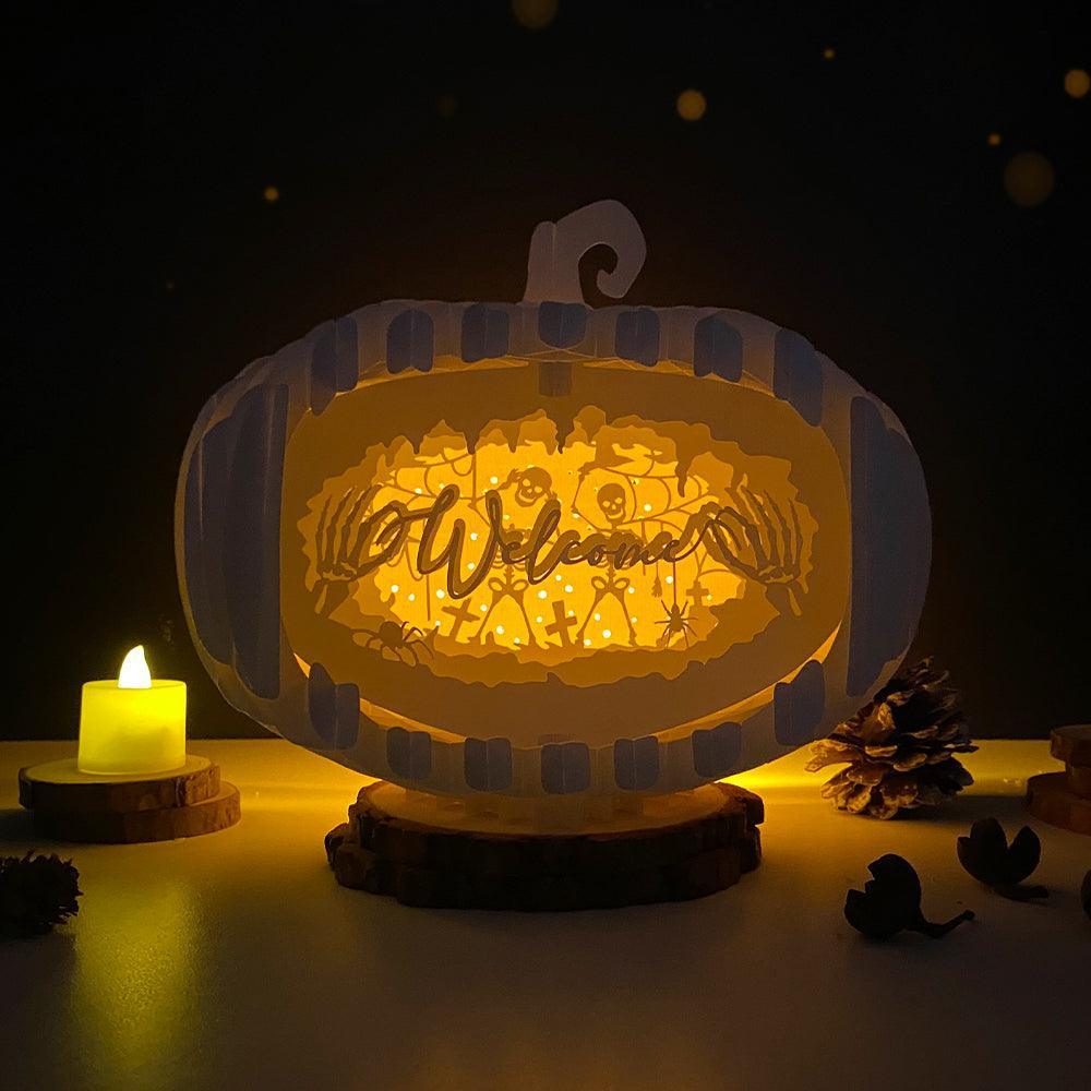 Welcome Skeletons - 3D Pop-up Light Box Pumpkin File - Cricut File - LightBoxGoodMan - LightboxGoodman