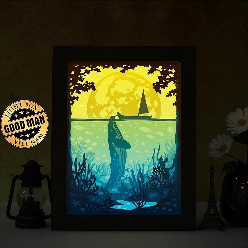 Whale 2 – Paper Cut Light Box File - Cricut File - 8x10 inches - LightBoxGoodMan - LightboxGoodman