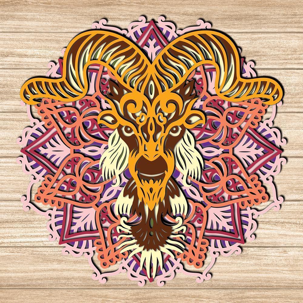 Wild Goat - Paper 3D Layered File - Cricut File - 20x20cm - LightBoxGoodMan - LightboxGoodman