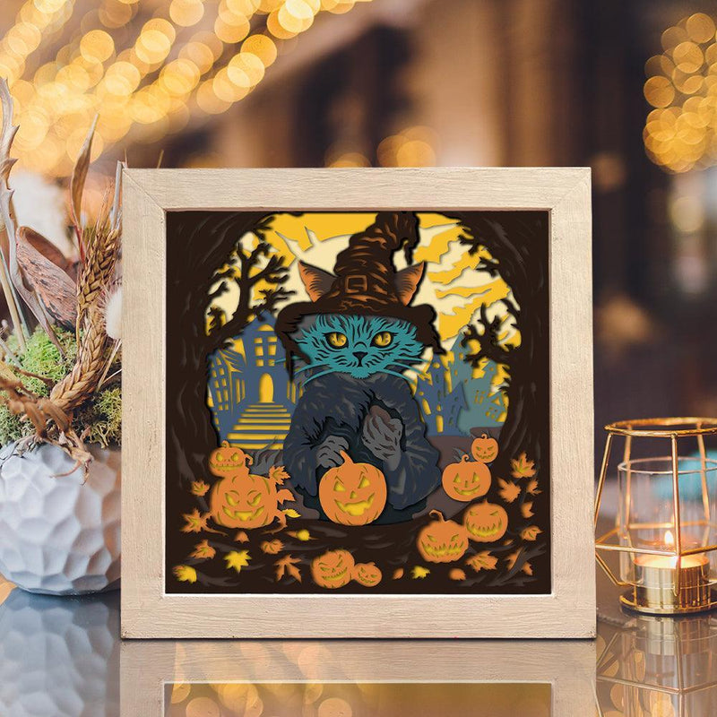 Witch Cat 3 – Paper Cut Light Box File - Cricut File - 8x8 inches - LightBoxGoodMan - LightboxGoodman