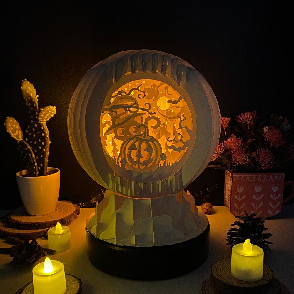 Witch Cat - 3D Pop-up Light Box Globe File - Cricut File - LightBoxGoodMan - LightboxGoodman