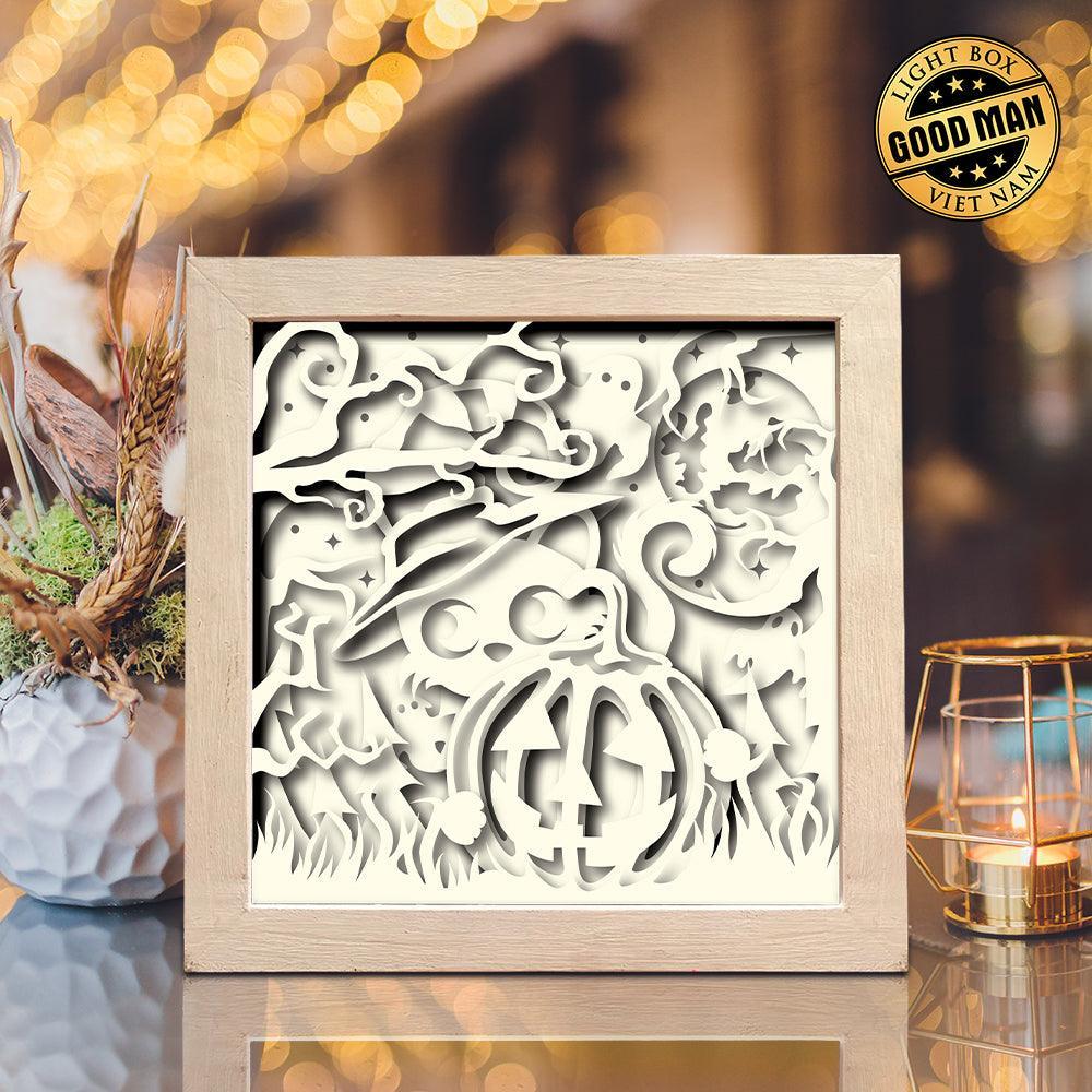 Witch Cat – Paper Cut Light Box File - Cricut File - 8x8 inches - LightBoxGoodMan - LightboxGoodman
