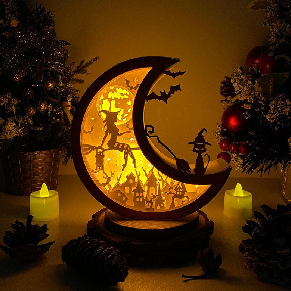 Witch - Paper Cut Moon Light Box File - Cricut File - 16x16cm - LightBoxGoodMan - LightboxGoodman