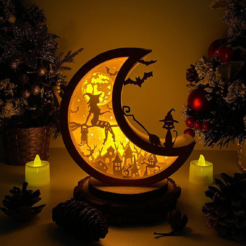 Witch - Paper Cut Moon Light Box File - Cricut File - 16x16cm - LightBoxGoodMan - LightboxGoodman