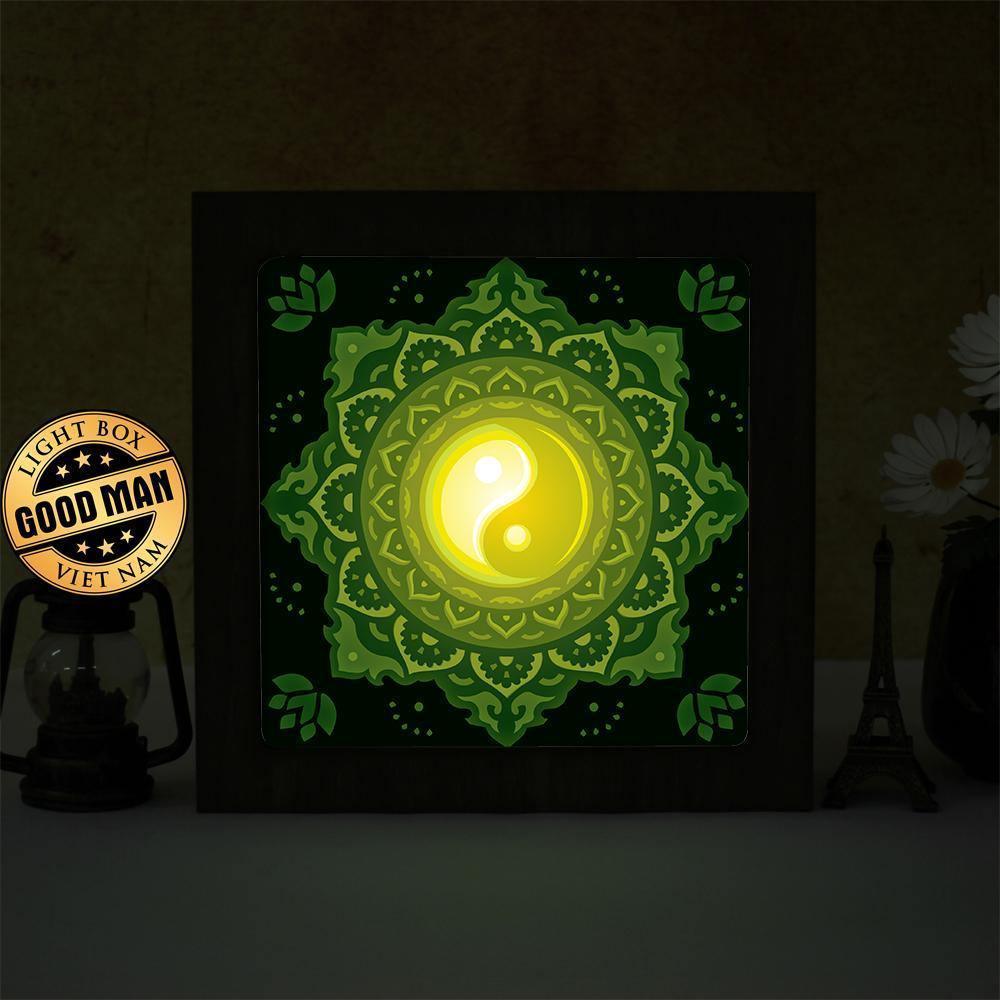 Yin Yang Mandala – Paper Cut Light Box File - Cricut File - 20x20cm - LightBoxGoodMan - LightboxGoodman
