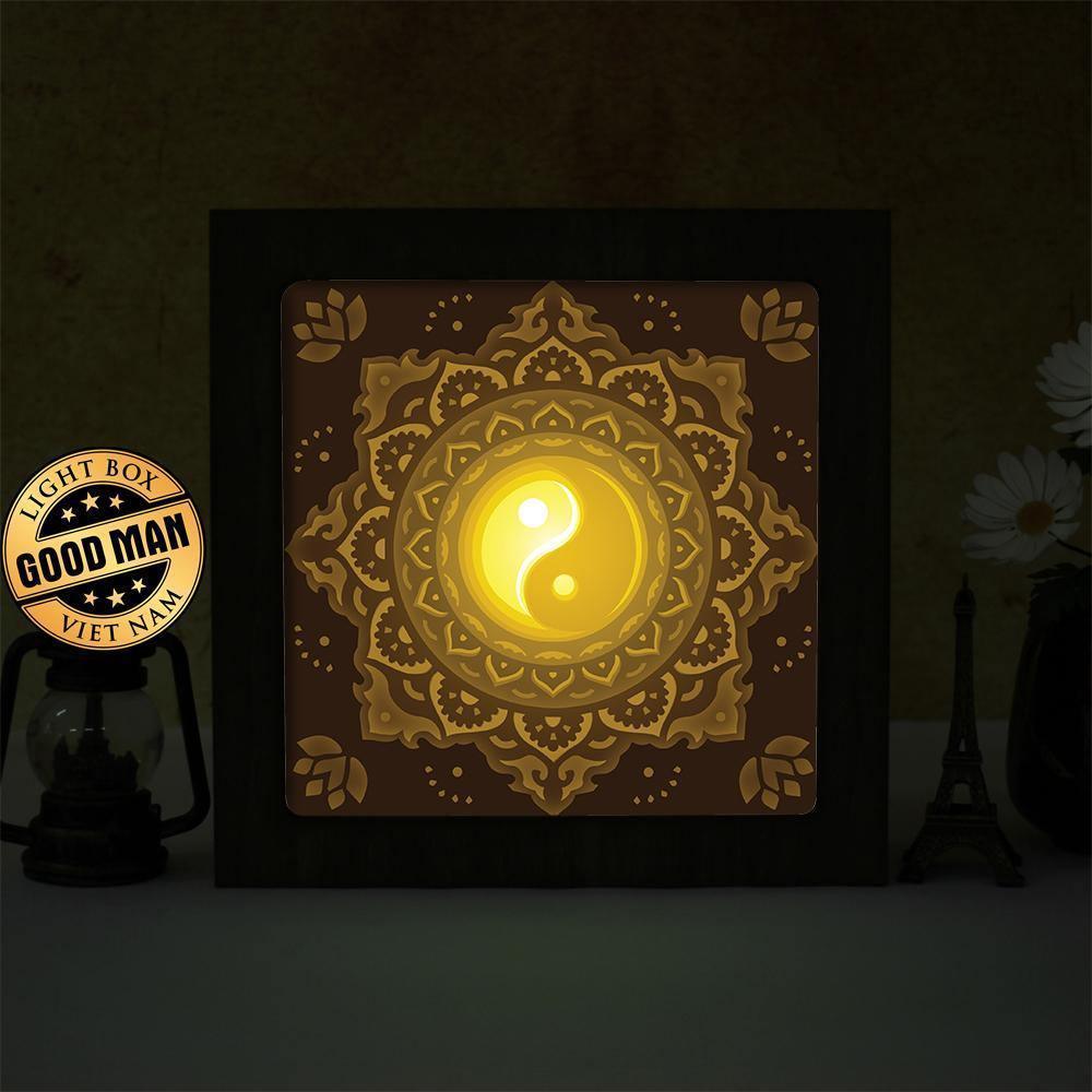 Yin Yang Mandala – Paper Cut Light Box File - Cricut File - 20x20cm - LightBoxGoodMan - LightboxGoodman