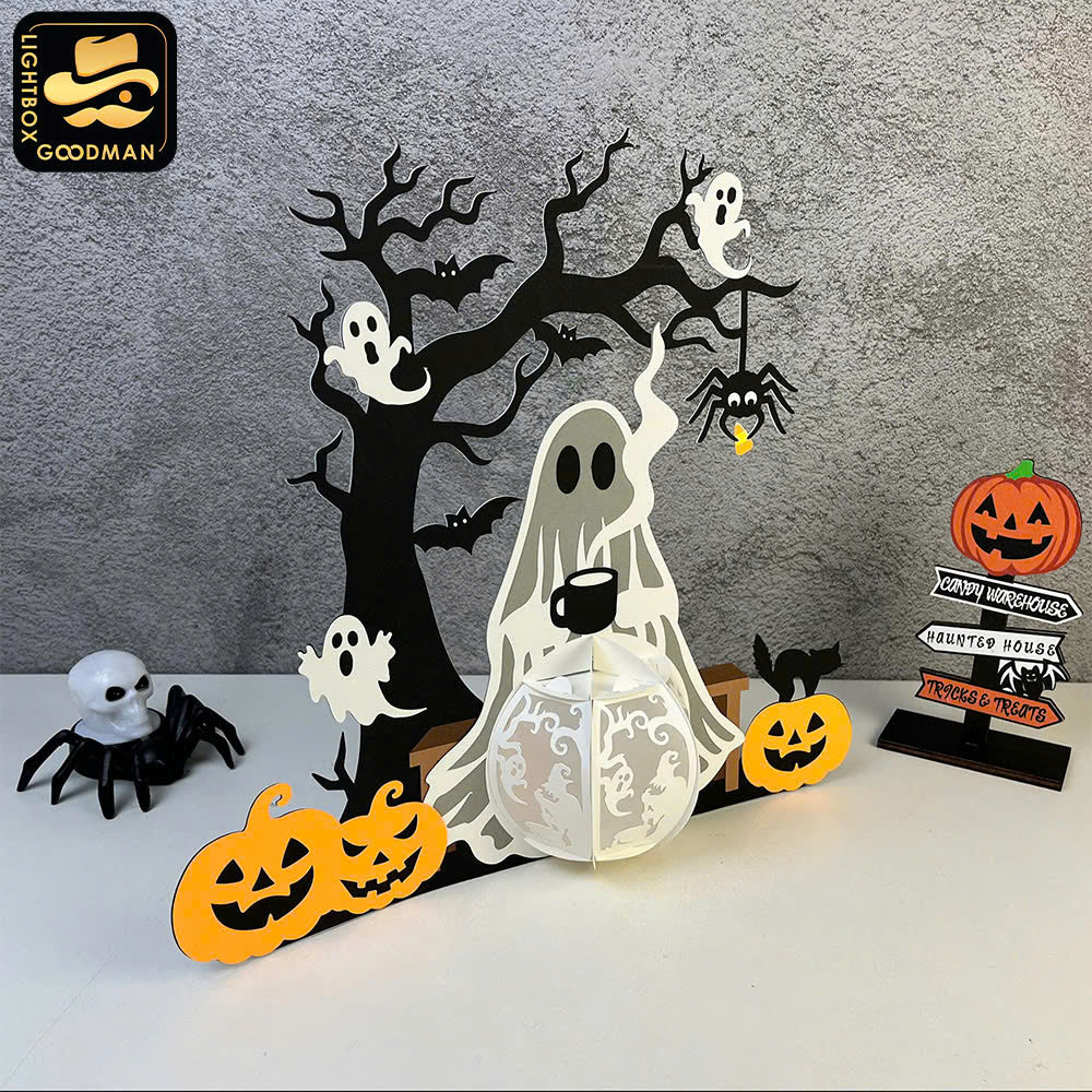 Chilling Ghost - Halloween Themed 3D Lantern File - Cricut File - LightBoxGoodMan