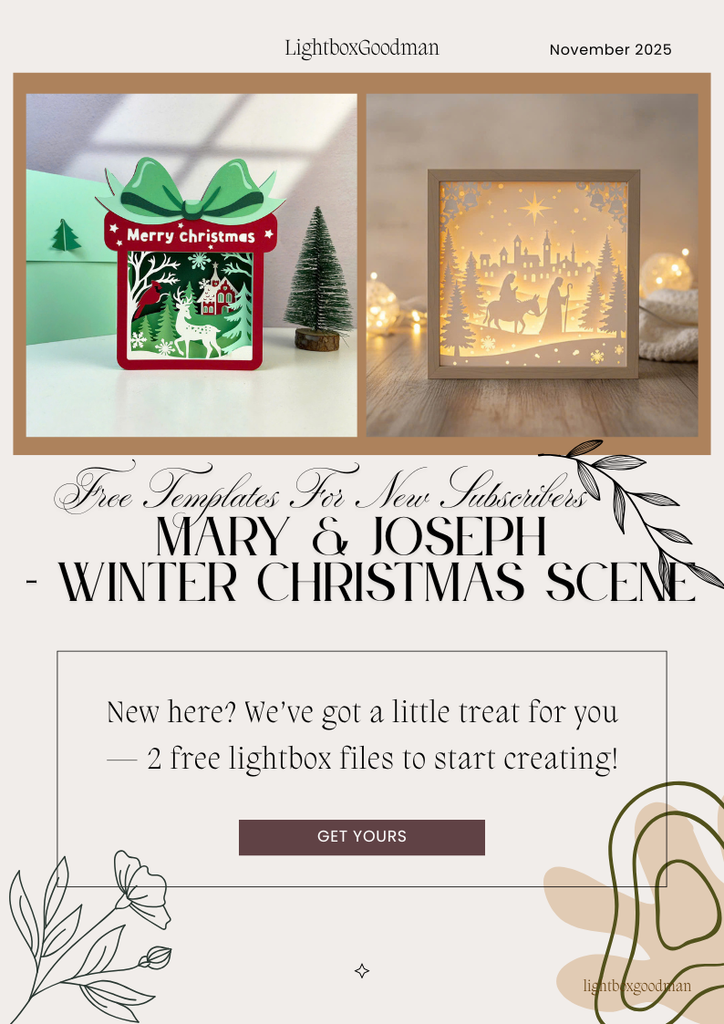 Free Templates - Mary & Joseph - Winter Christmas Scene - 3D Christmas File - LightBoxGoodMan