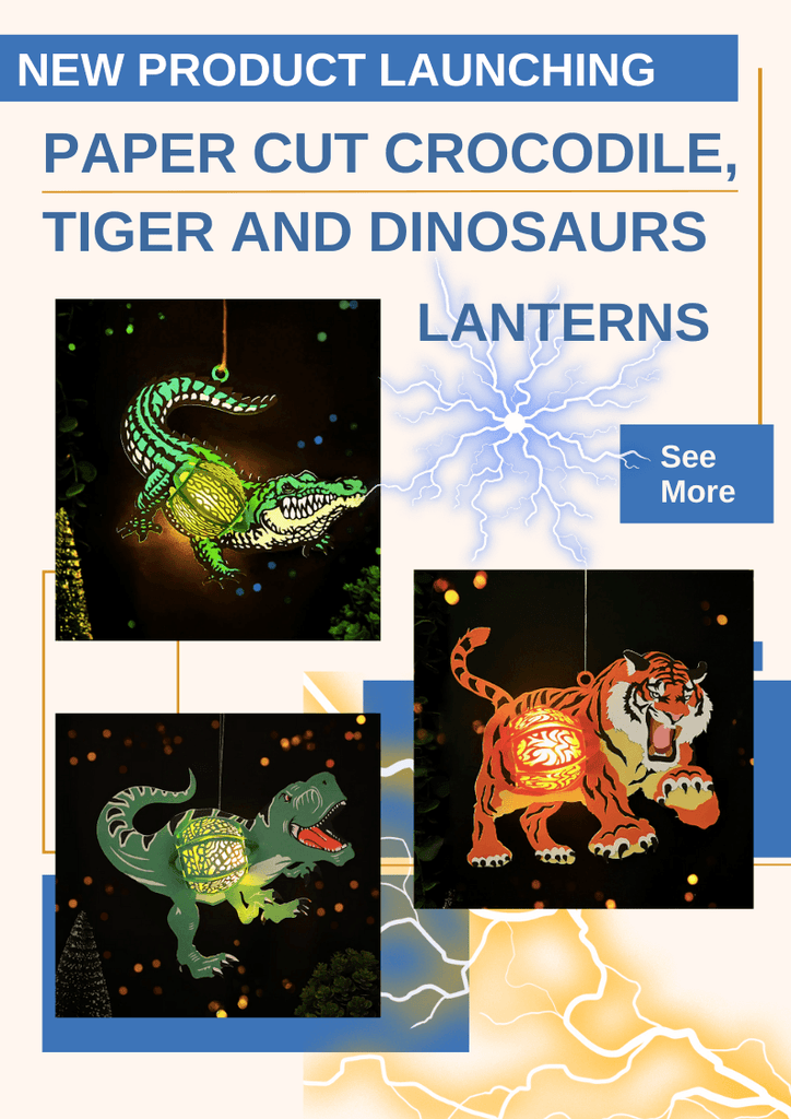 NEW PRODUCT LAUNCHING: Paper Cut Crocodile, Tiger and Dinosaurs Lantern - LightboxGoodman