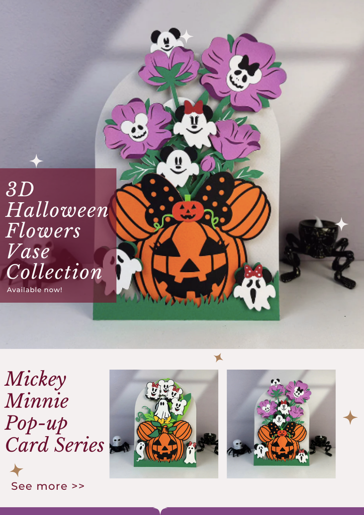 3D Halloween Flowers Vase Collection: Mickey Minnie Pop-up Card Series - LightboxGoodman