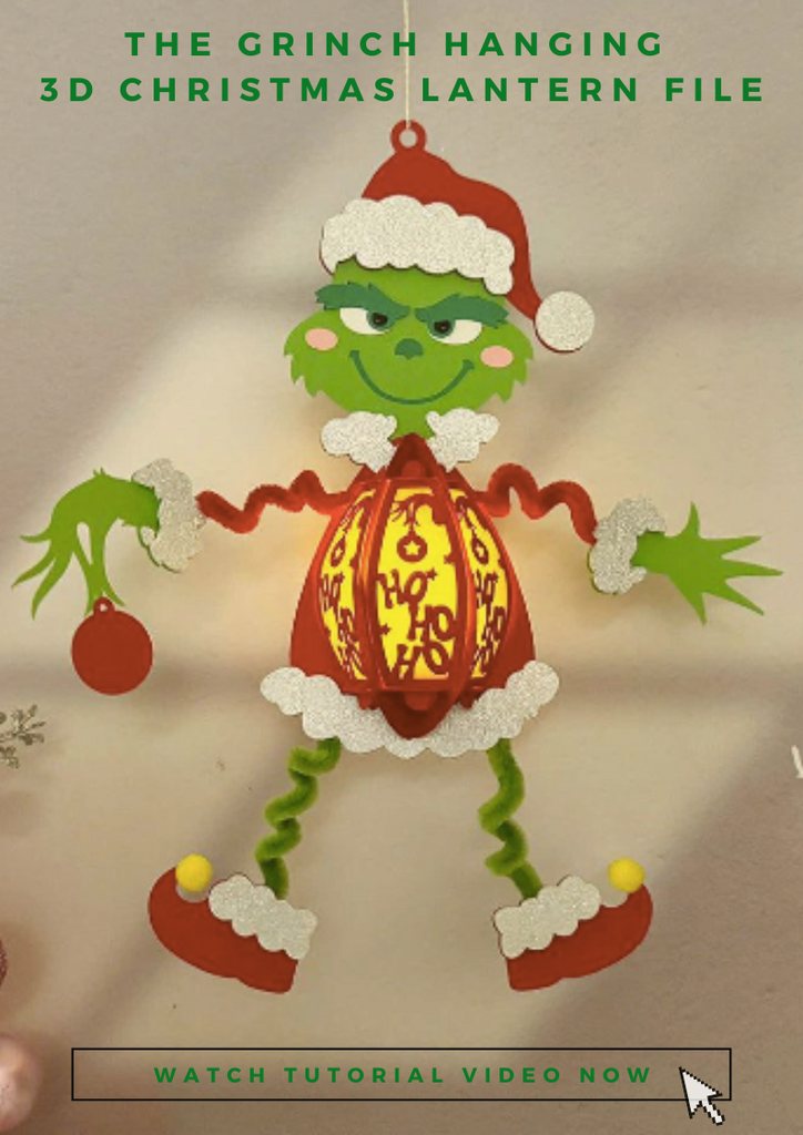 Free Templates - The Grinch Hanging - 3D Christmas Lantern File - LightBoxGoodMan