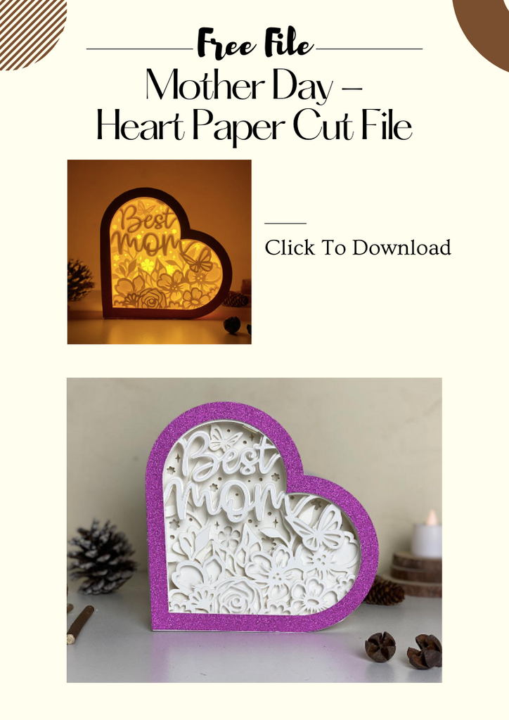 Free Templates - Mother Day - Heart Paper Cut File - LightBoxGoodMan