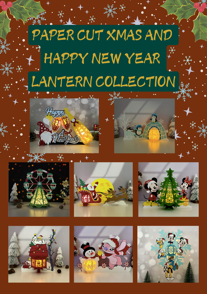 Paper Cut Xmas And Happy New Year Lantern Collection - LightboxGoodman