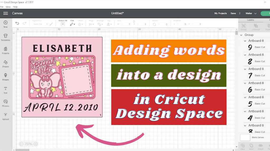 CRAFT TUTORIAL: Adding Words Into A Design In Cricut Design Space - LightboxGoodman
